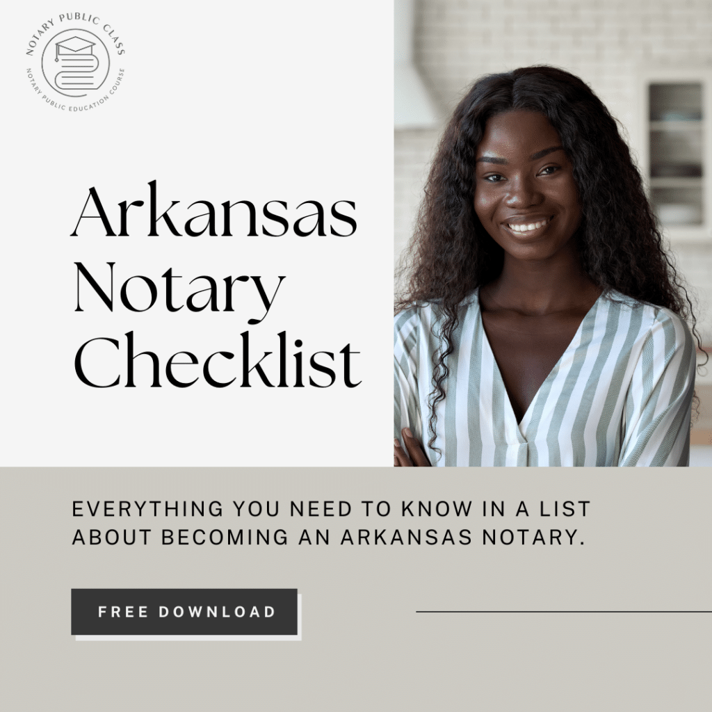 Arkansas Checklist Notary Public Class