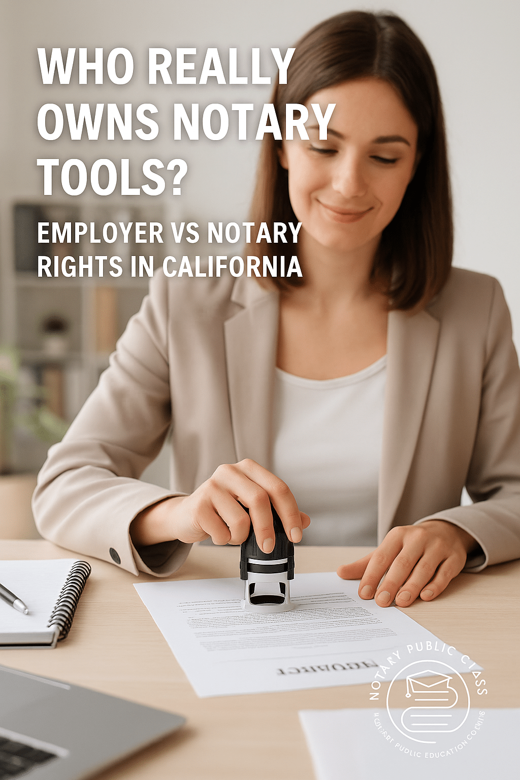 Notary public stamping a document with notary seal and journal – Notary Public Class